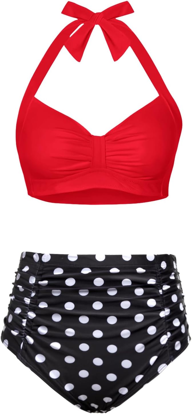 Holipick Women High Waisted Bikini Set for Tummy Control