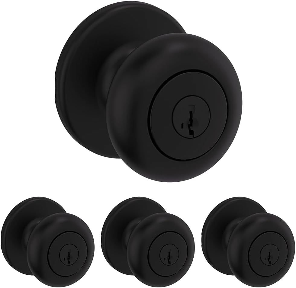 Kwikset Cove Entry Door Knob with Lock and Key for Security