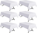 sancua 6 Pack White Tablecloth 60 x 120 in - Stain & Wrinkle Resistant