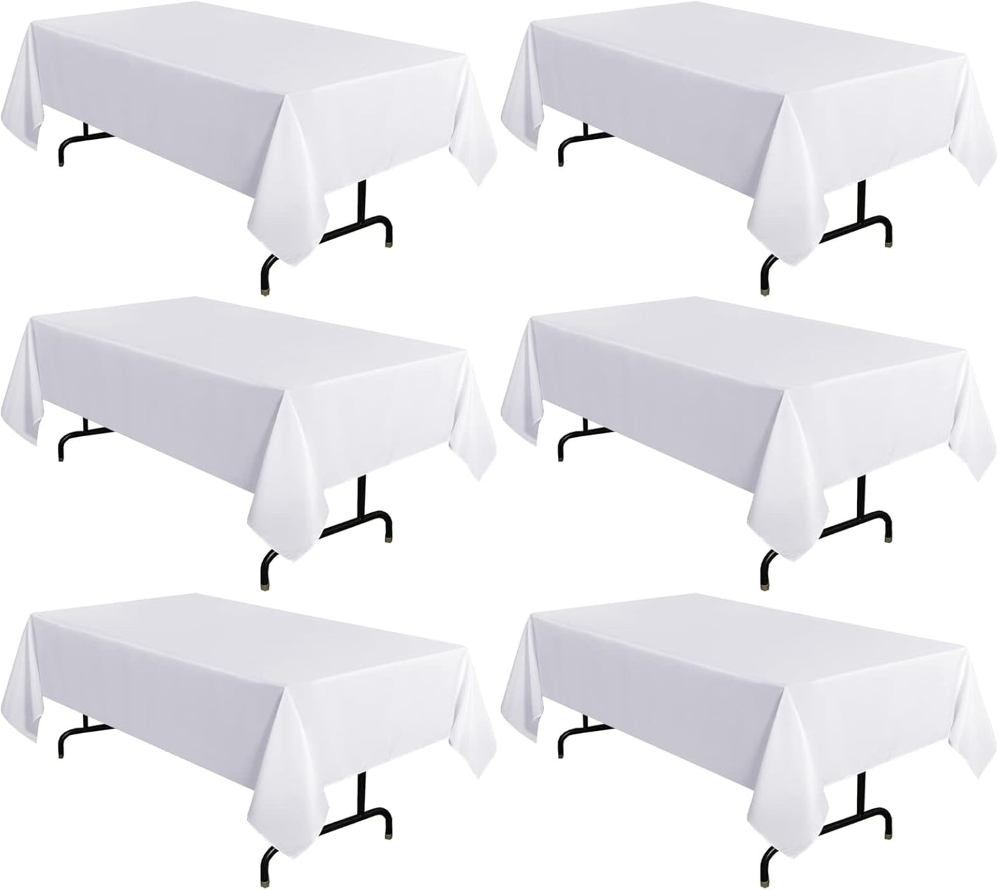 Sancua 6 Pack White Tablecloth 60 x 102 Inch for Events