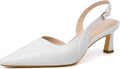 Kitten Heels for Women Slingback Pointed Pumps in White - 2.5in