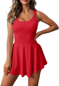 Womens Sleeveless 2-in-1 Tennis Golf Dress with Built-in Shorts