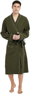 Mens 100% Cotton Robe Lightweight Knit Bathrobe - Soft Everyday