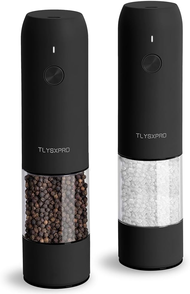 Electric Salt and Pepper Grinder Set with Adjustable Coarseness