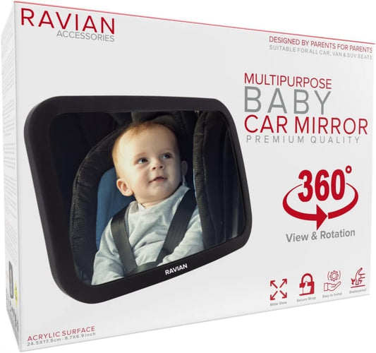 RAVIAN Baby Car Mirror: Safest 360 Clear View