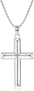 Solid 925 Sterling Silver Cross Necklace for Men Women - Timeless