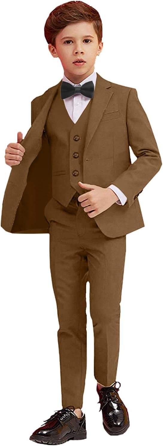 Boy Suits 5 Piece Slim Fit Suit for Kids Toddler Formal Set