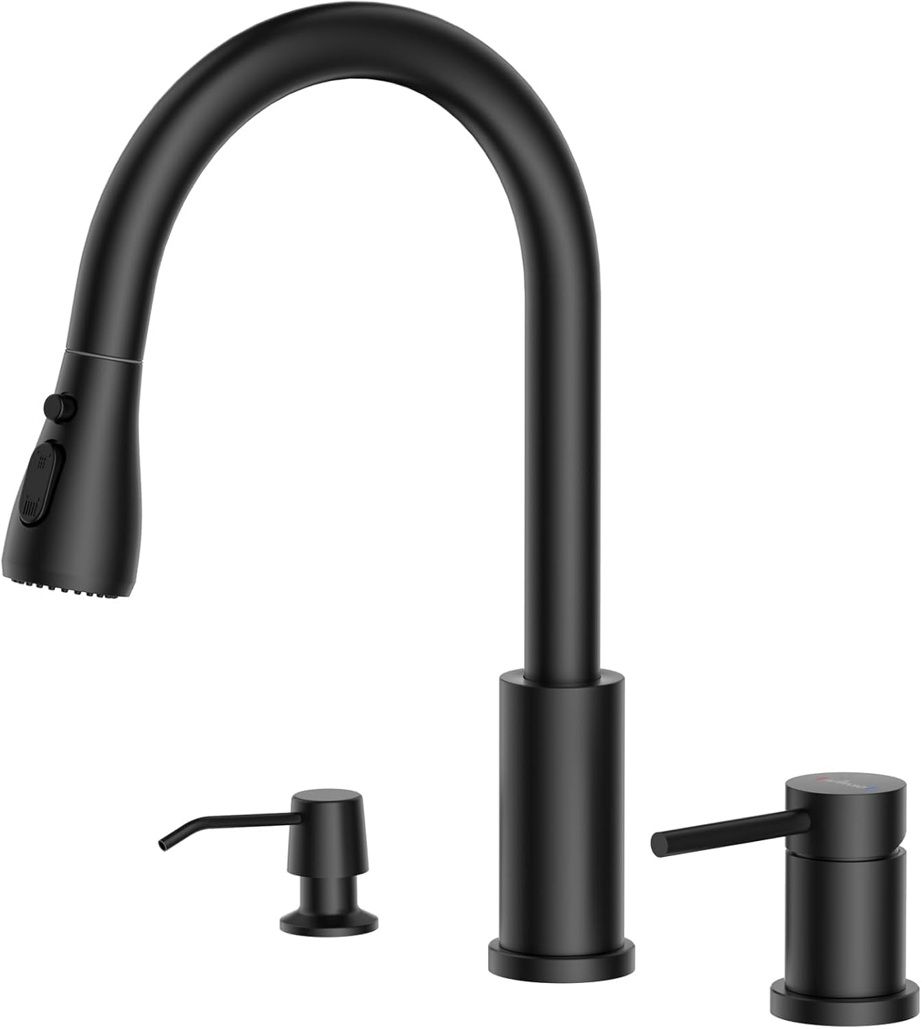 3 Hole Kitchen Faucet with Pull Down Sprayer and Soap Dispenser