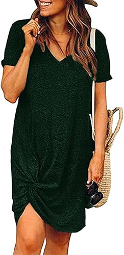 Locryz Women's Summer Twist Knot T-shirt Dress for Casual Style