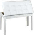 Duet Piano Bench with Storage and Thick Cushion - White