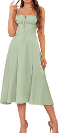 Stylish Floral Midi Dress with Corset for Weddings and Afternoon Teas