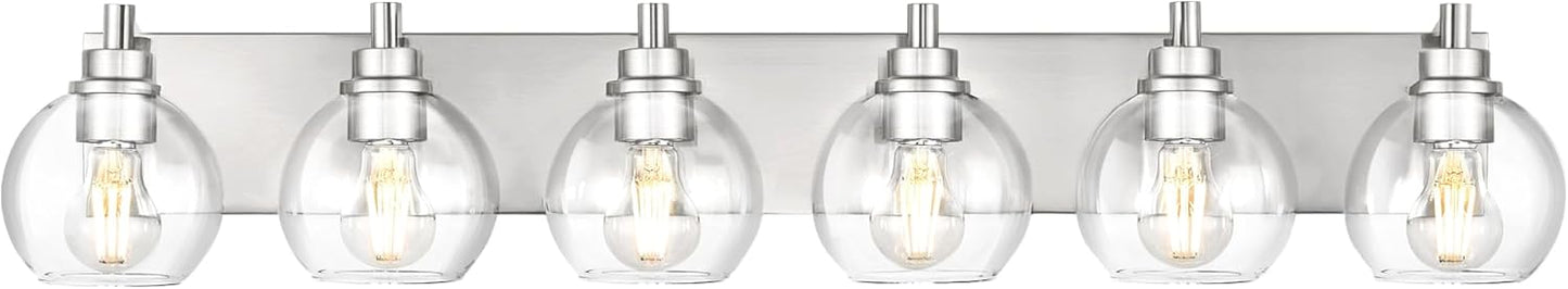 6 Light Brushed Nickel Vanity Light for Modern Bathroom Decor