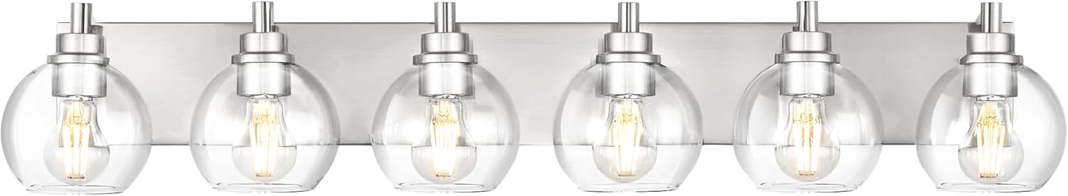 6 Light Brushed Nickel Vanity Light for Modern Bathroom Decor