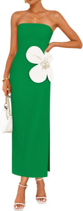 ZESICA Strapless Bodycon Midi Dress - Elegant Backless Floral Fit