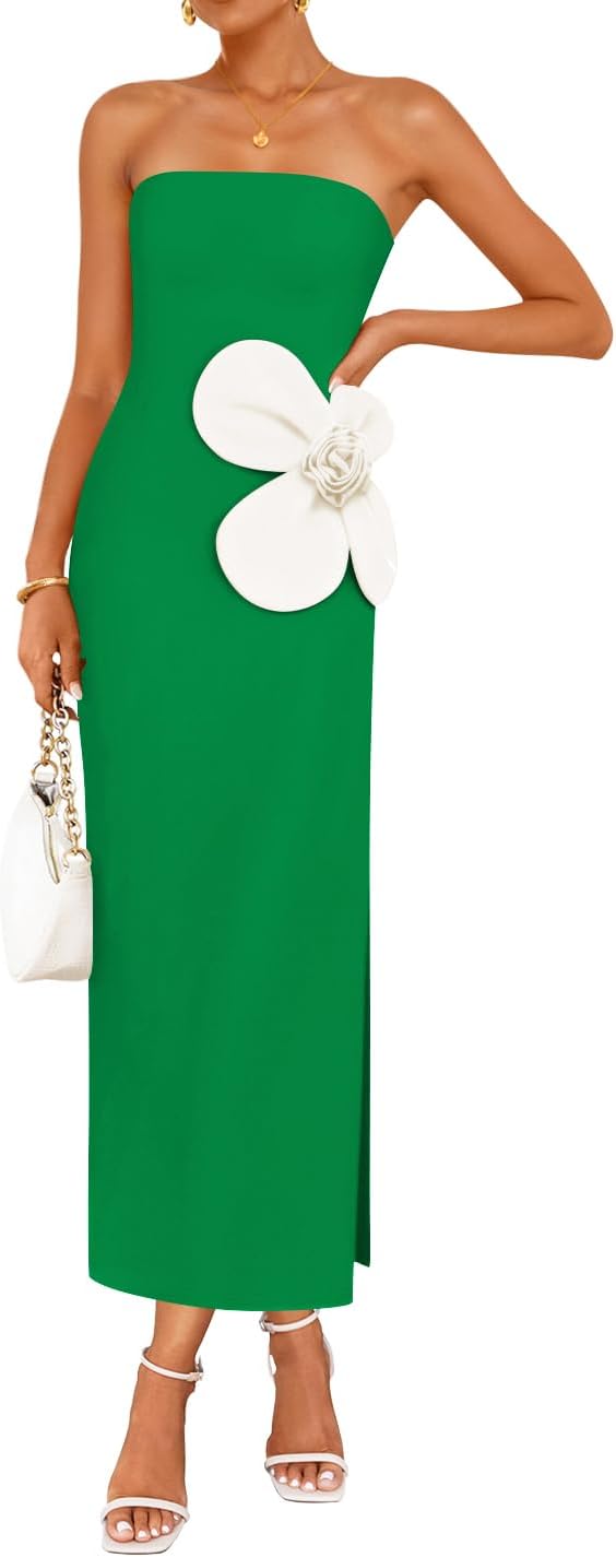 ZESICA Women's Summer Strapless Bodycon Maxi Dress for All Occasions