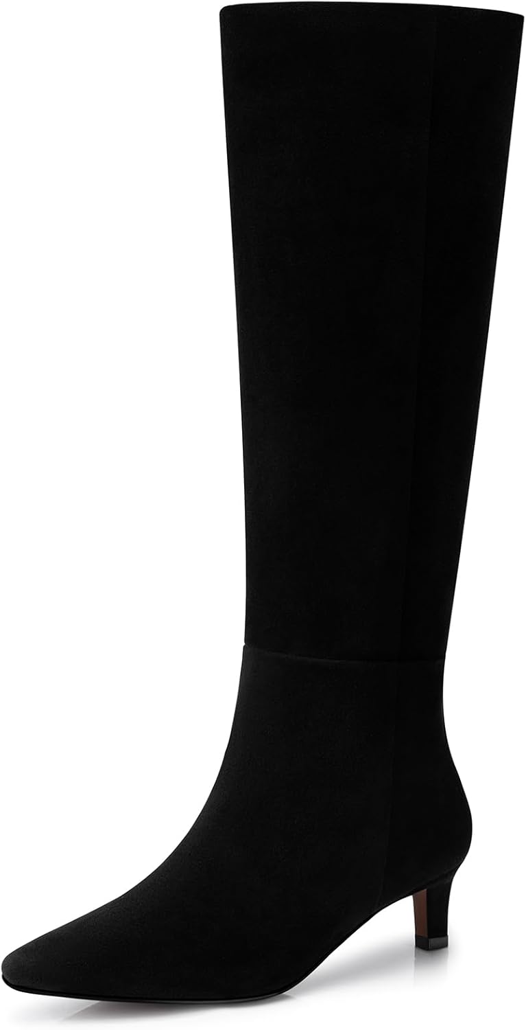 Women's Knee High Boots with Kitten Heel for Stylish Comfort