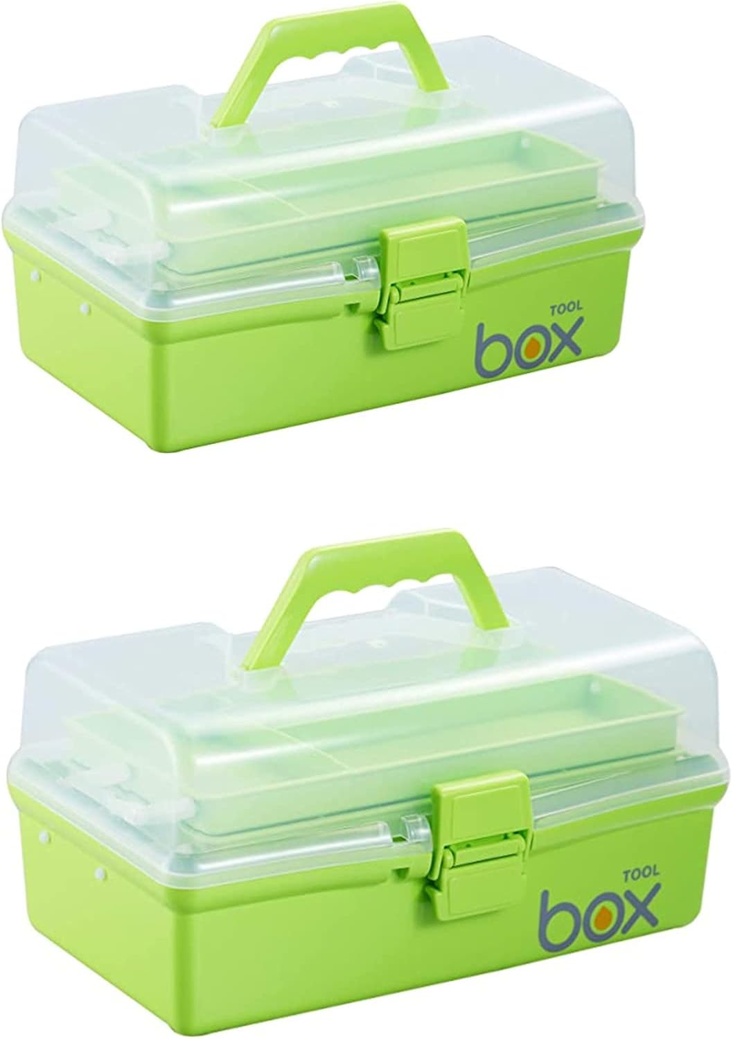 2PCS 12in Three-Layer Clear Plastic Storage Box for Organizing