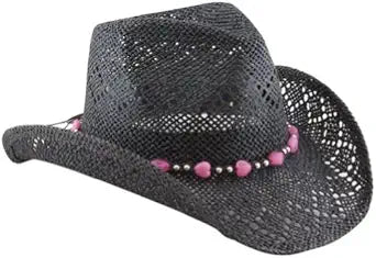Vamuss Straw Cowboy Hat for Women with Shapeable Brim and Trim