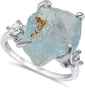 Raw Crystal Statement Ring for Women - Sterling Silver Gold Plated
