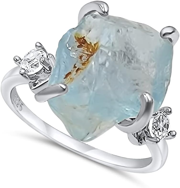 Real Raw Crystal Ring Birthstone Jewelry Gift for Her Unique