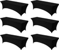 Spandex Tablecloth for 8ft Rectangular Tables - 6 Pack Black