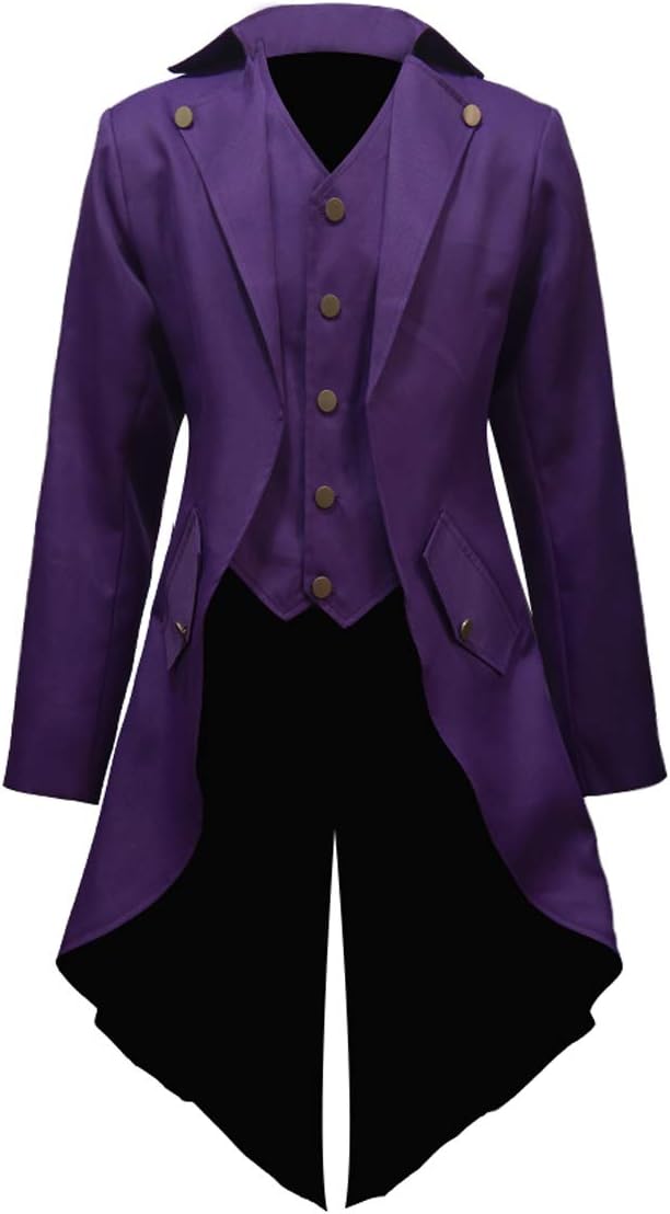 Crubelon Mens Steampunk Vintage Jacket for Gothic Style Events