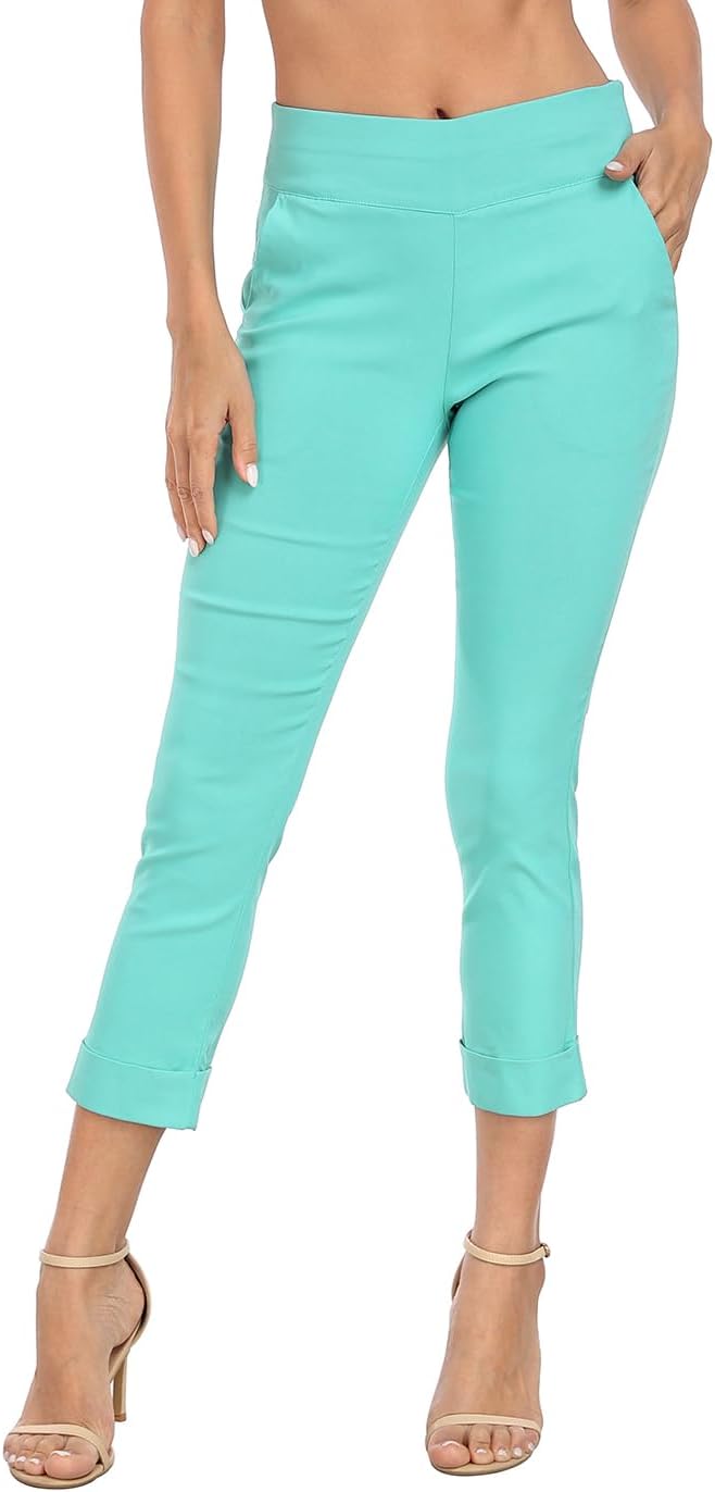 HDE Pull On Capri Pants for Women with Pockets and Style