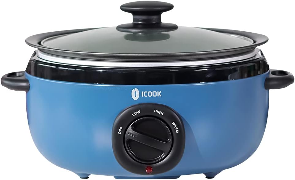 ICOOK 6.5 Quart Slow Cooker with Removable Aluminium Pot for Easy Use