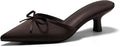 Coutgo Womens Kitten Heels Mules with Bow Satin Pointed Toe