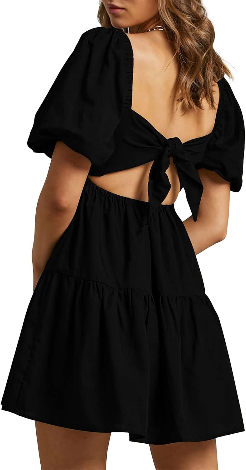 OWNGIGI Women's Summer Dress Square Neck A-Line Mini Style