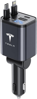 Tesla Model Y 3 X S Retractable Charger: 4-in-1 Fast Adapter