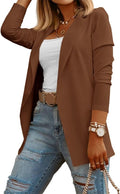 Womens Knit Long Sleeve Open Front Blazer Jacket - Stretch Fit
