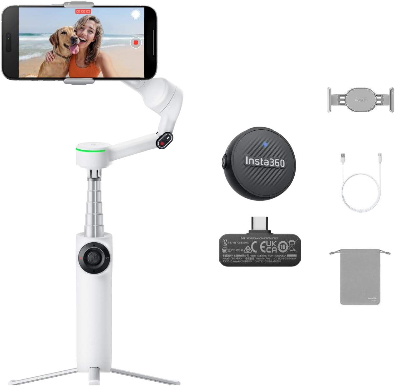 Insta360 Flow 2 Pro Mic Bundle - Ultimate AI Phone Gimbal