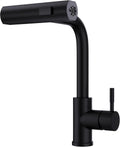 Matte Black Waterfall Kitchen Faucet with Pull Down Sprayer - Modern