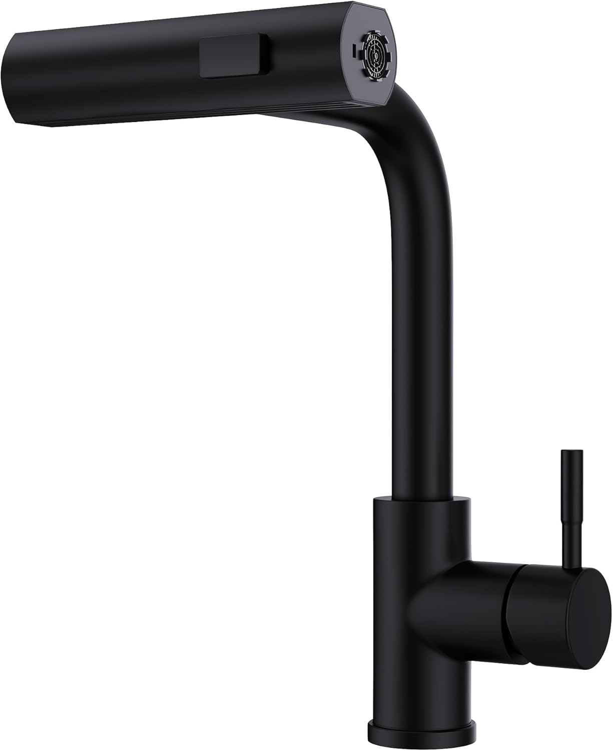 GIMILI Matte Black Waterfall Kitchen Faucet with Pull Down Sprayer