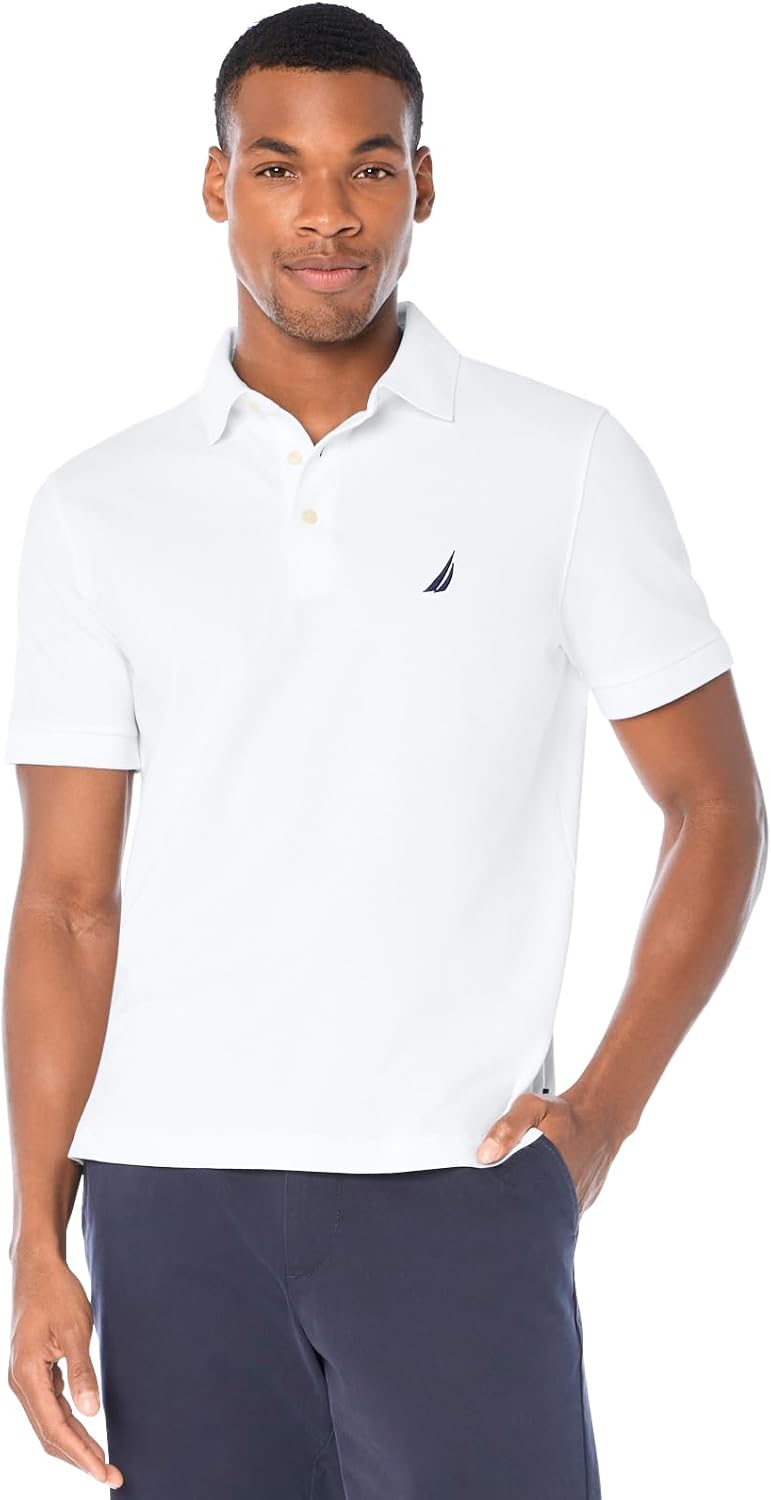 Nautica Men's Short Sleeve Solid Stretch Cotton Pique Polo Shirt