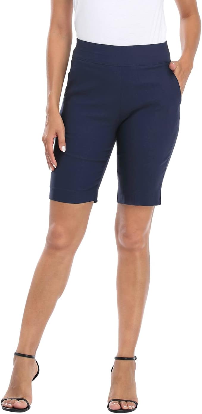 Bermuda Pull On Shorts for Women with Pockets and Comfort