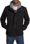 Men's Washed Cotton Hooded Military Jacket - Heavyweight Cotton