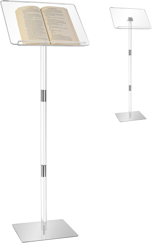Acrylic Adjustable Podium Stand for Church, Weddings, and Classroom