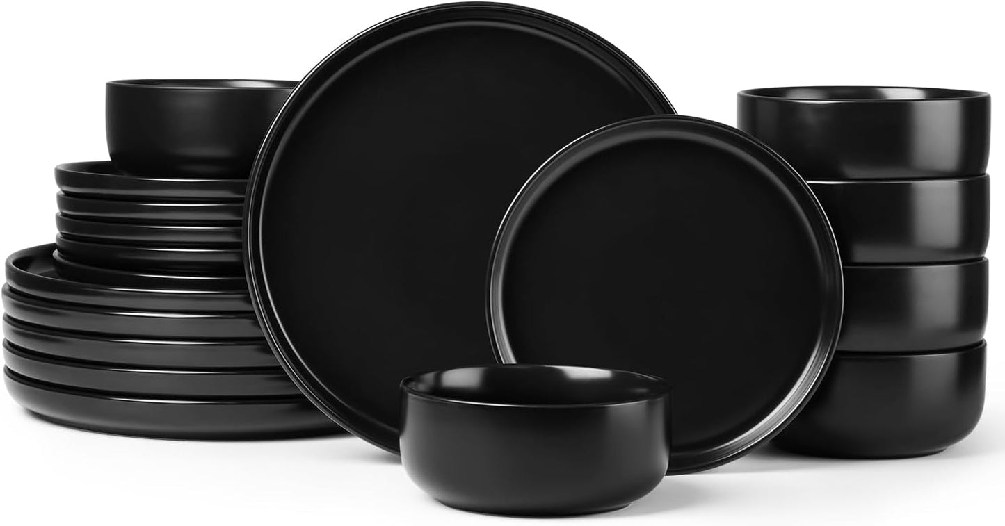 Stoneware Dinnerware Set for 6 - 18 Pieces, Scratch Resistant