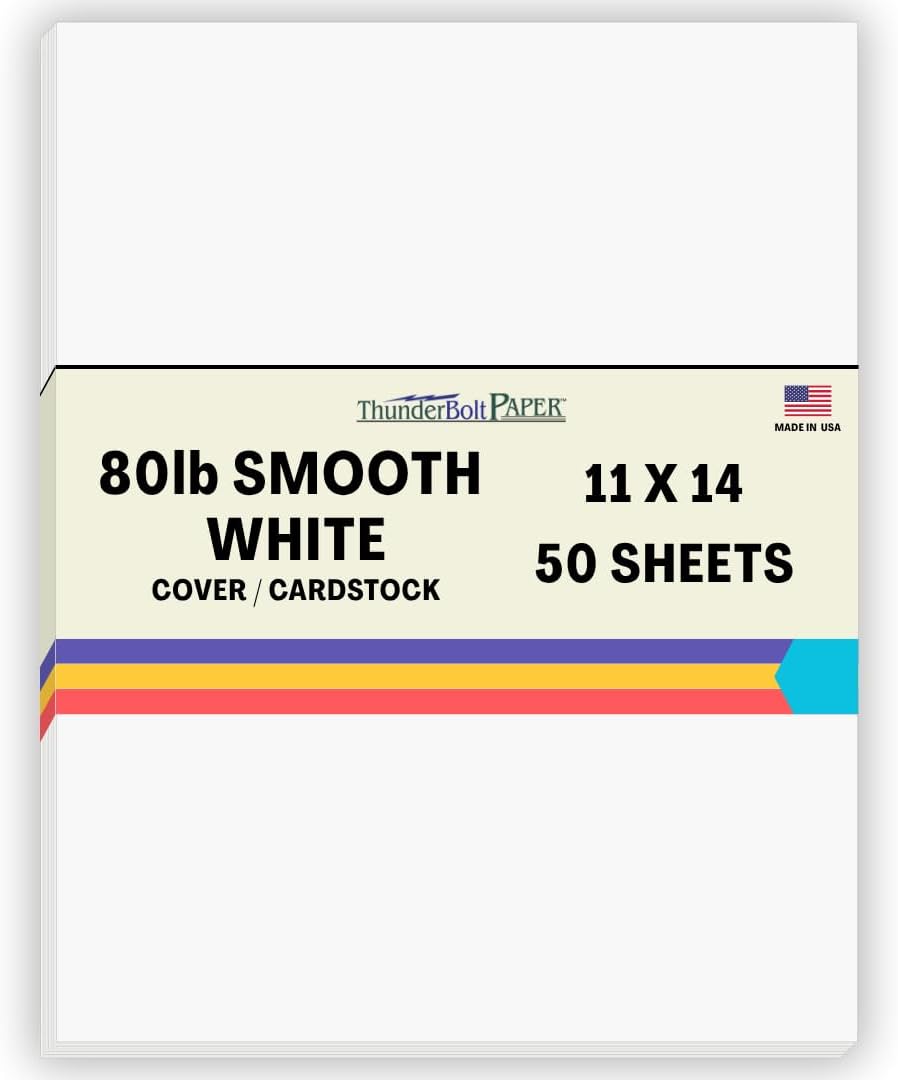 50 Sheets of Bright White Smooth 80# Card Paper for Crafts