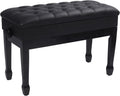 Adjustable Duet Piano Bench with Storage - Sturdy Double Keyboard Seat
