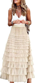 Long Tulle Skirt for Women High Waisted A Line Fluffy Tulle