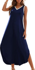 Zilcremo Women's Summer Casual Loose Sundress - Lightweight V Neck dye