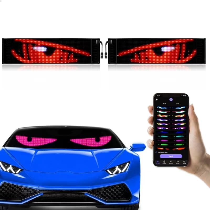2Pcs Devil Eyes Light for Cars | Flexible Scrolling LED Sign