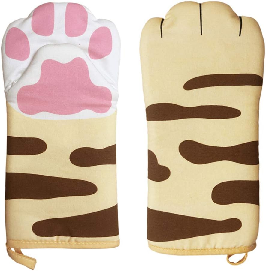 Heat Resistant Cat Oven Mitts - 1 Pair