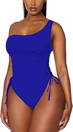 Viottiset Women's One Shoulder Ruched Swimsuit for Tummy Control