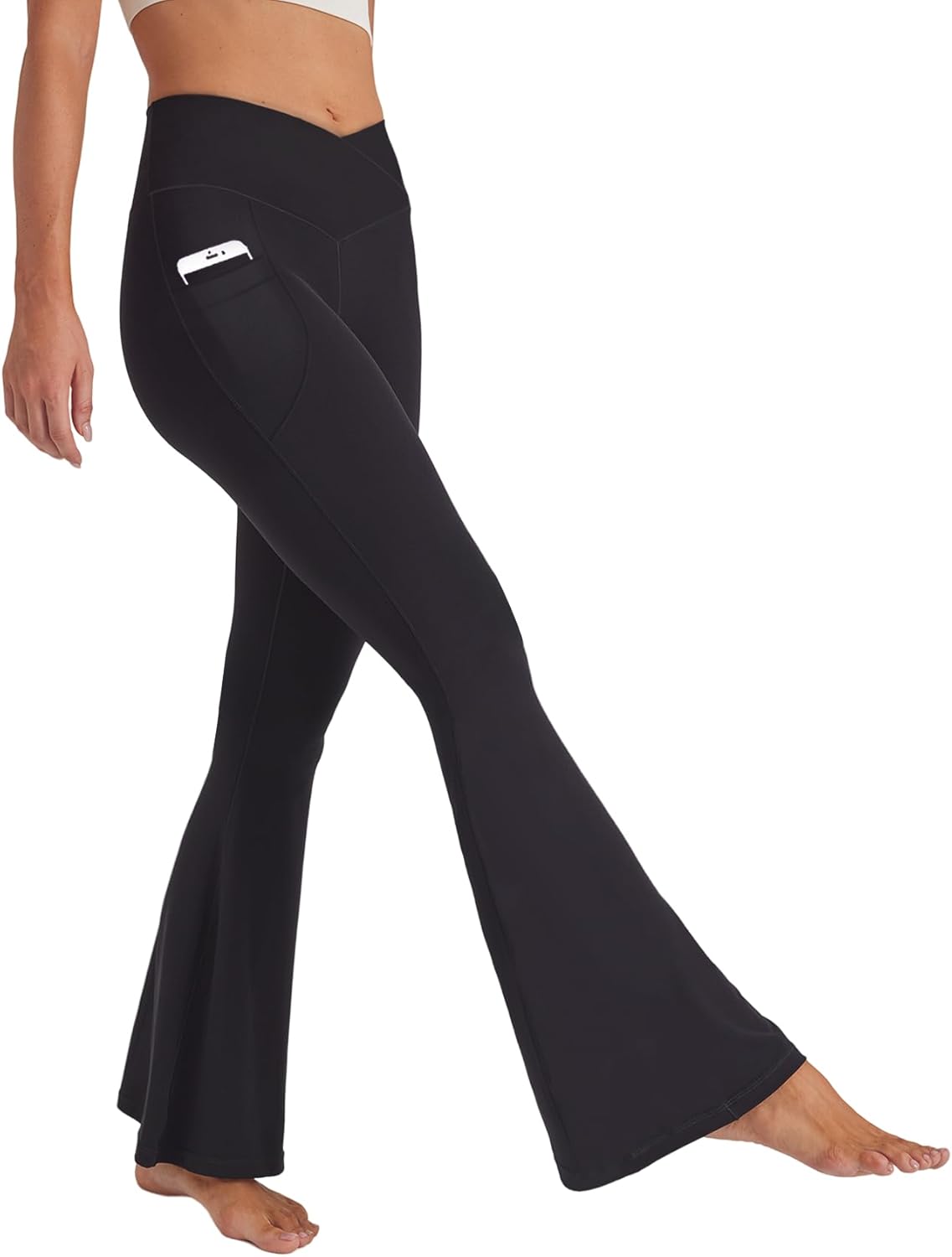 Cicendy High Waisted Flare Leggings w/ Side Pockets - Ultimate Gym Control