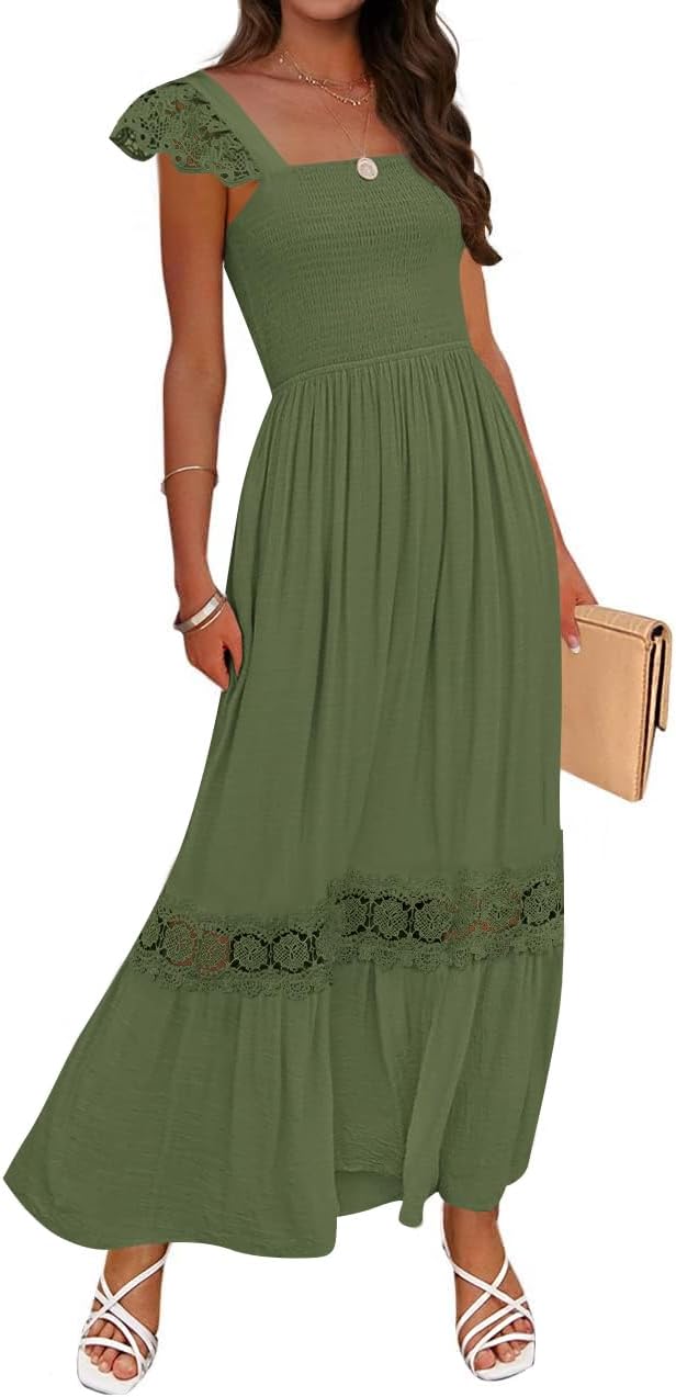 ZESICA Women's Summer Lace Strap Maxi Dress for Every Occasion