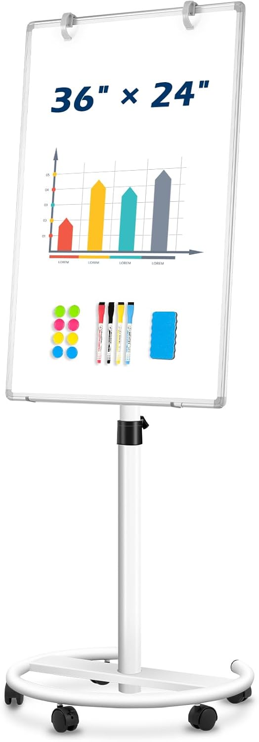 Mobile Whiteboard with Stand - Adjustable Dry Erase Board